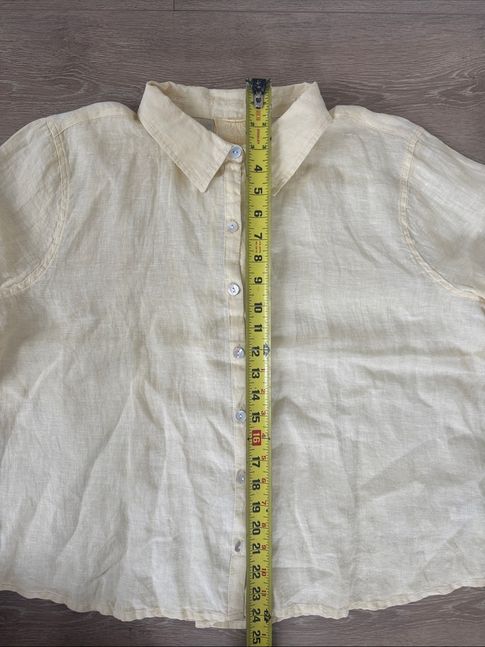 NWT - Calypso St.Barth Pale‎ Yellow Linen Button-Down Shirt - Picture 8 of 9